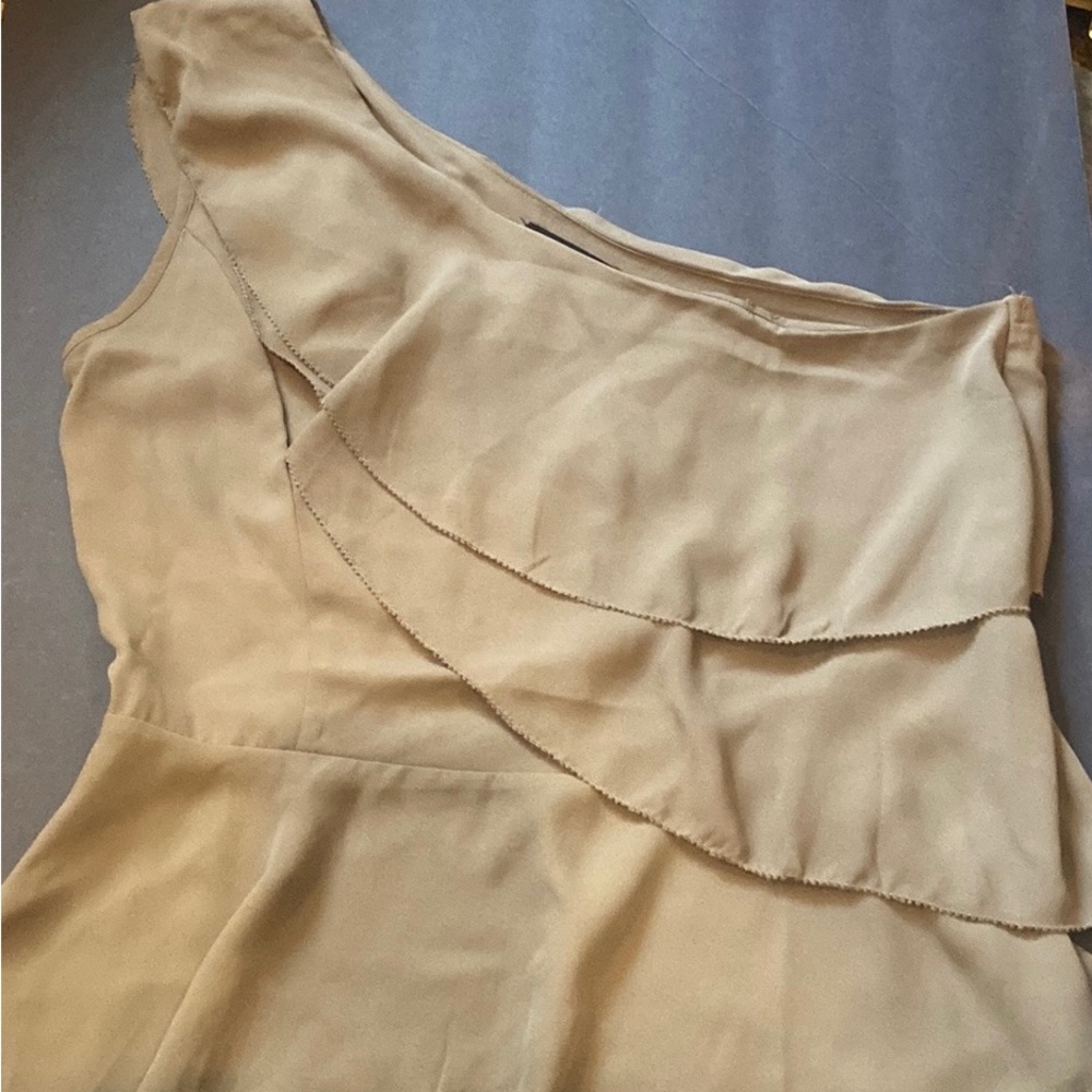 Olivaceous Top  Olive-One Shoulder Ruffle.  Size Small-  new, no tag
Size XS